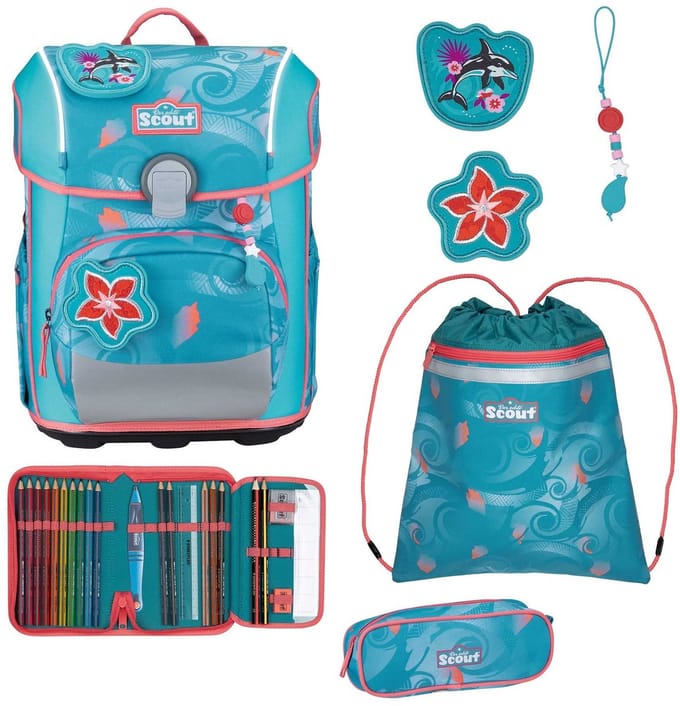 Scout Neo Exklusiv Safety Light - Schoolrugzak Set 5 dlg. (Aloha)