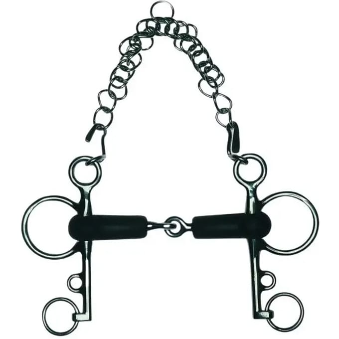 Pelham bit voor gebroken rubberen paard Metalab