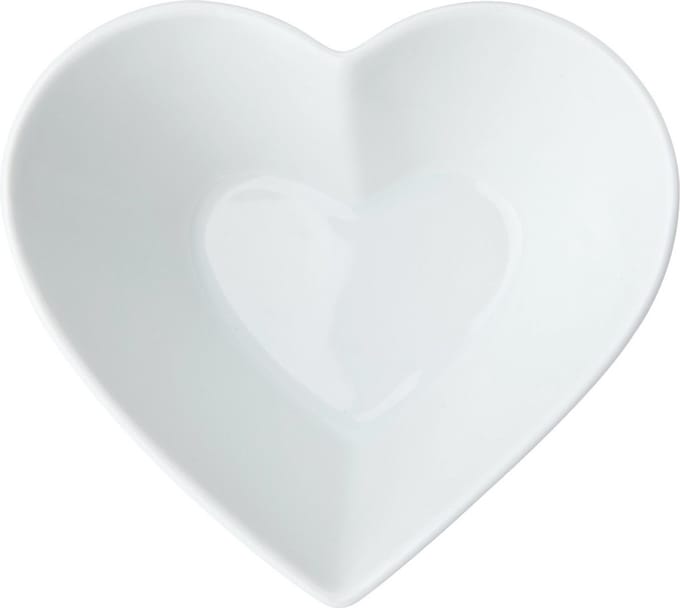 Mikasa Chalk Serveerschaaltje Hart - Wit Porselein - 13 cm - Hartvormig Dipschaaltje & Snackschaaltje - Serveerkom - Vaatwasserbestendig - Valentijn