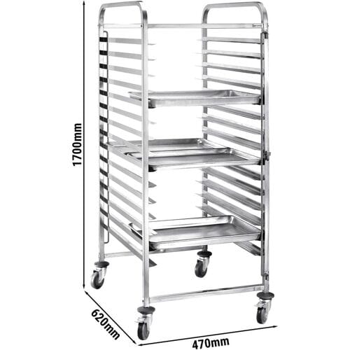 GGM Gastro Tablettwagen - für 15 Tabletts EN 600x400 Zilver