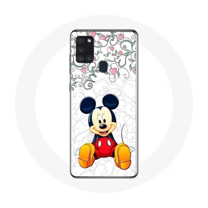 Coque - Maniacase - Samsung Galaxy A21S - Souple - Mickey Mouse - Fleurs et Cœurs