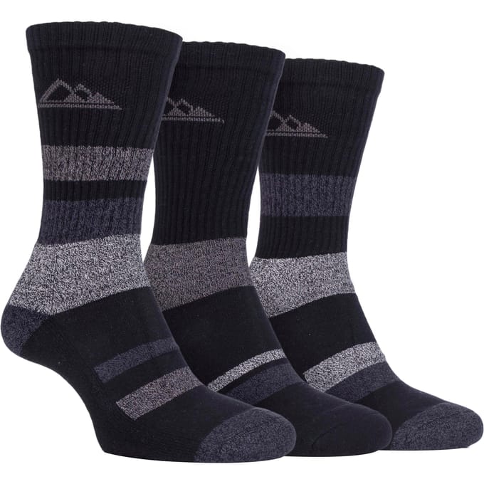 Set van 3 wandelsokken van katoen met gewatteerde zool voor dames - SBLS031BLK