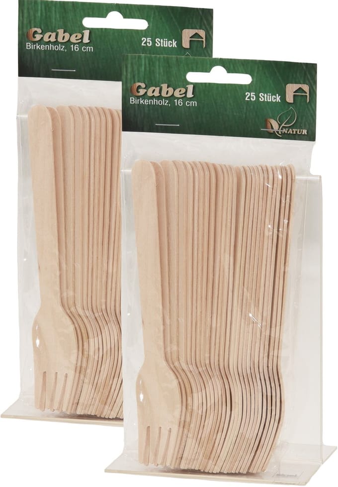 Wegwerp vorkjes - 75x stuks - hout - 16 cm - hout - BBQ / picknick bestek