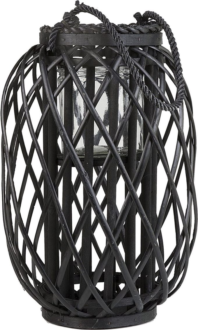 MAURITIUS - Lantaarn - Zwart 40 cm - Wilgenhout