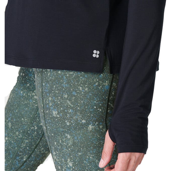 Sweaty Betty Soft Flow Studio Long Sleeve Top ZWART - Maat M