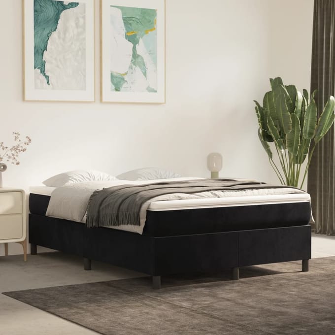 vidaXL - Boxspring - bed - 140x200 - cm - fluweel - zwart