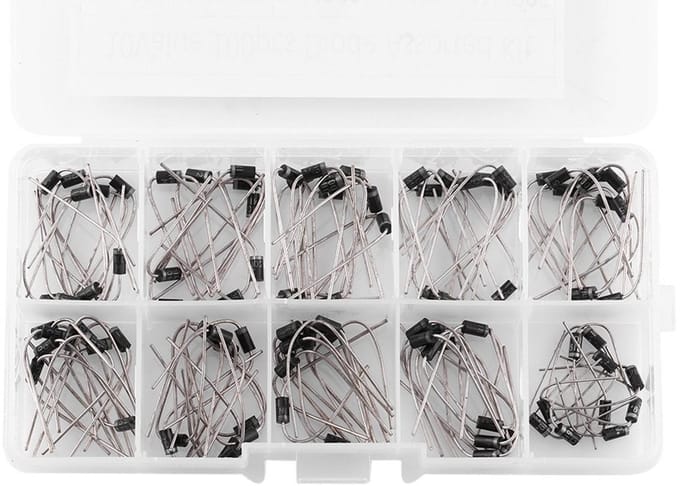 Dailygoods - 100-delige Gelijkrichterdiodeset met Opbergdoos