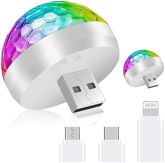 Allecto - USB-discolichten - Mini-discolichten 2-pack - Draagbare Rgb