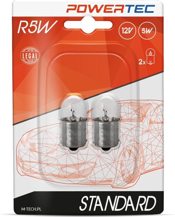 Powertec R5W 12V 5W - Standaard - Helder - Set (Blisterverpakking)