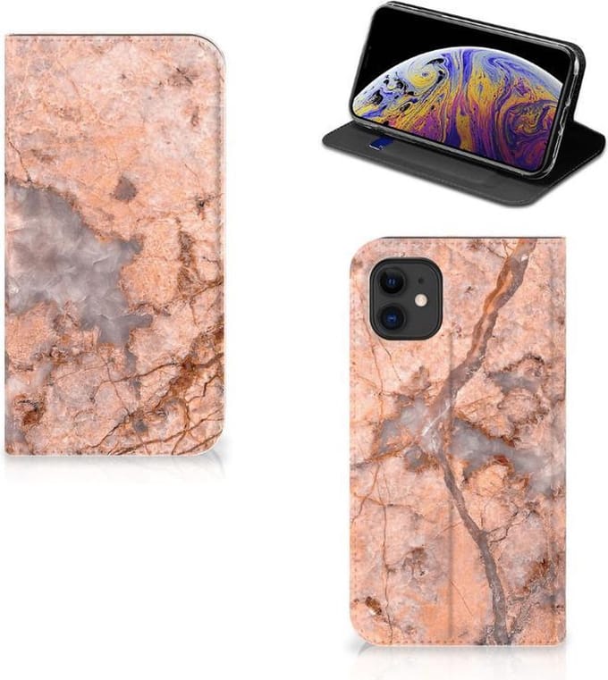 Apple iPhone 11 Standcase Marmer Oranje