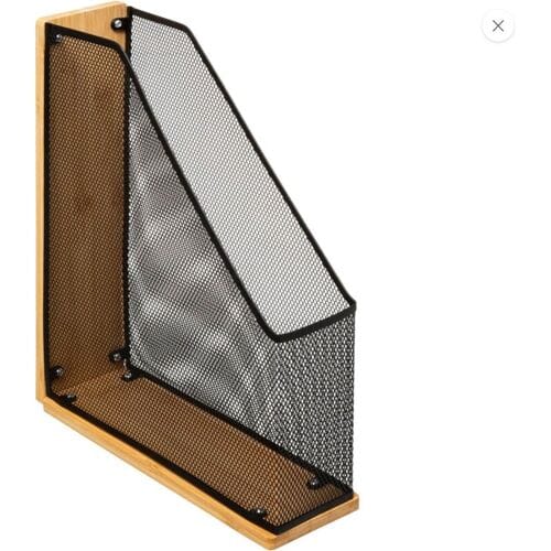 5Five lectuurbak/tijdschriftcassette mesh - 9 x 27 x 33 cm - bamboe hout