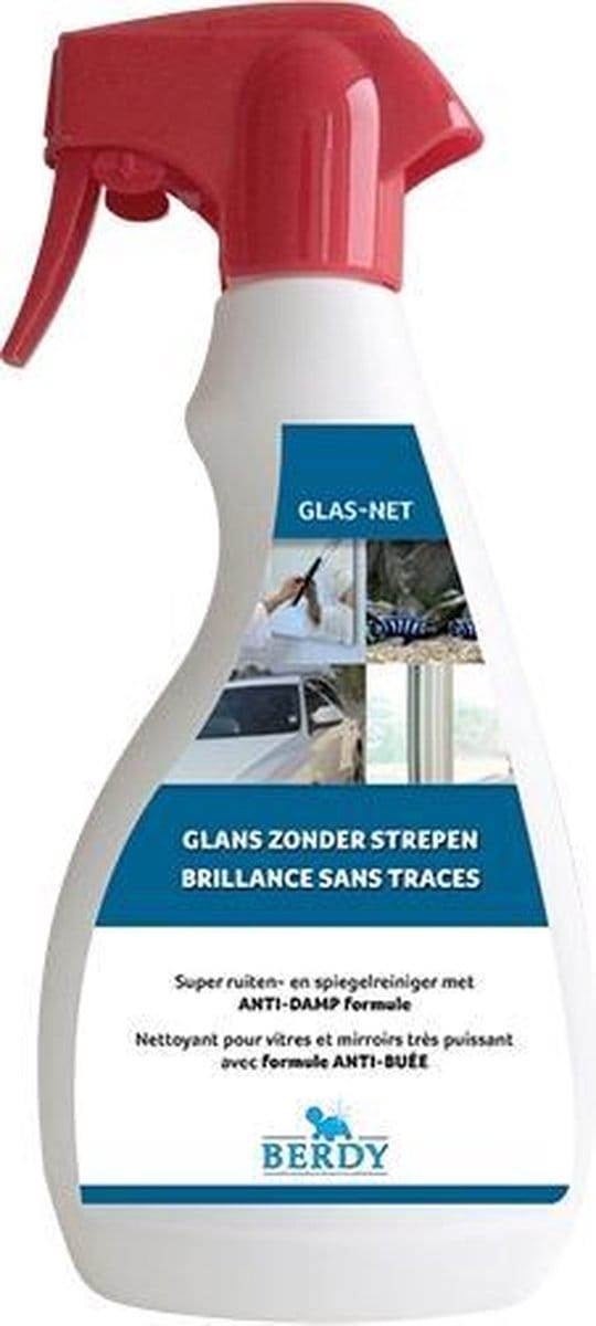 Berdy Glas-net – Professionele Glasreiniger Spray – Met Anti-Damp Formule & Streeploos Resultaat – 500 ml