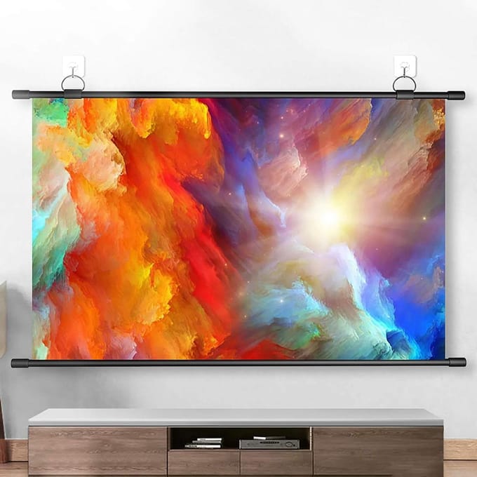 Projectiescherm - Filmscherm Beamer - Thuisbioscoop Presentaties - Oprolbaar Lichtgewicht - 60/72/84/100 inch - Wit