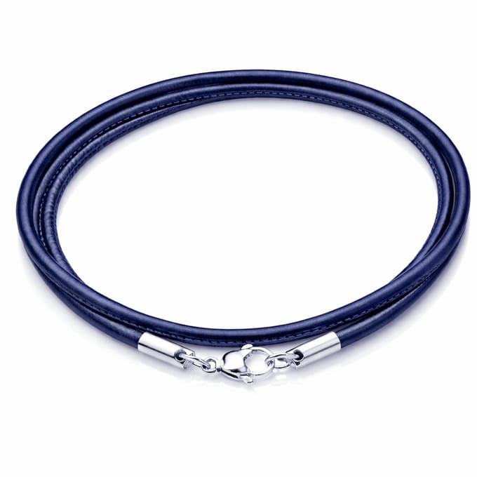 LGT Jewels leren koord ketting blauw 2mm-60cm