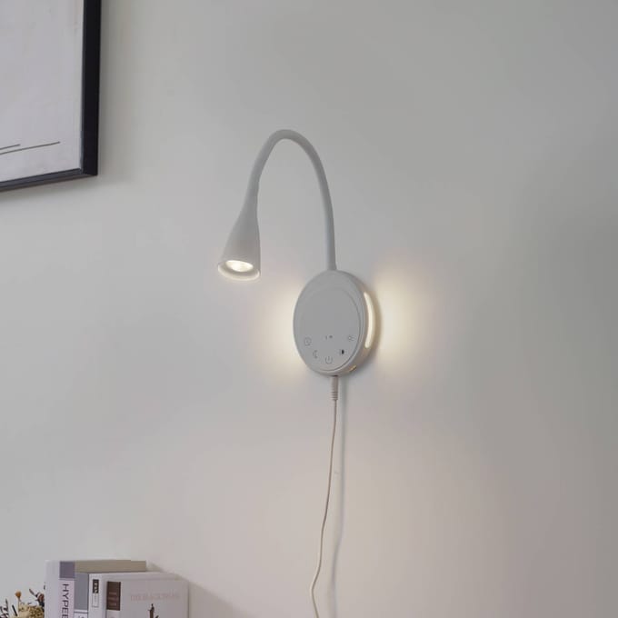 Lindby LED leeslamp Zayna, wit, CCT, USB, dimbaar, timer