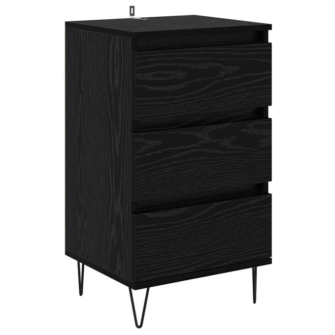 vidaXL - Dressoir - Zwart - Eiken - 40 - x - 35 - x - 70 - cm - Geengineerd - Hout - en - IJzer