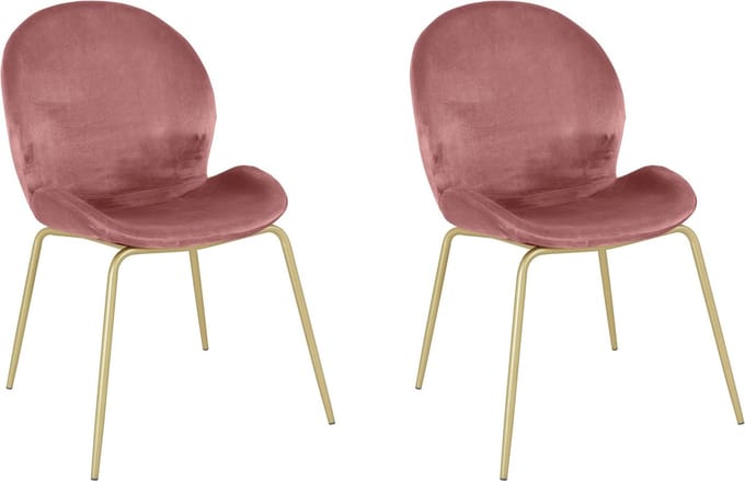 Rafael-Stoel - Roze Fluweel/Messing - Set van 2