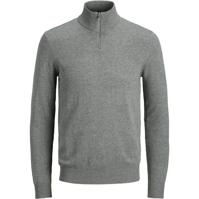 Jack & Jones - Heren Trui Emil Knit Half Zip - Grijs - Maat S