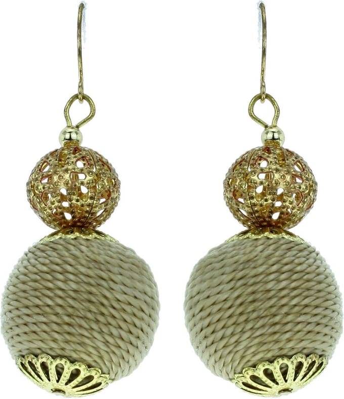 Behave Oorhangers beige en goudkleur