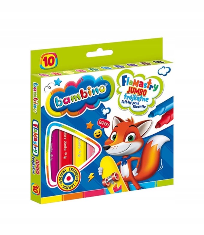 Bambino Jumbo Driehoekige Stiften - 10 Levendige Kleuren