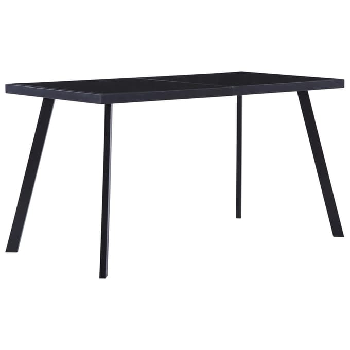 vidaXL - Eettafel - 140x70x75 - cm - gehard - glas - zwart