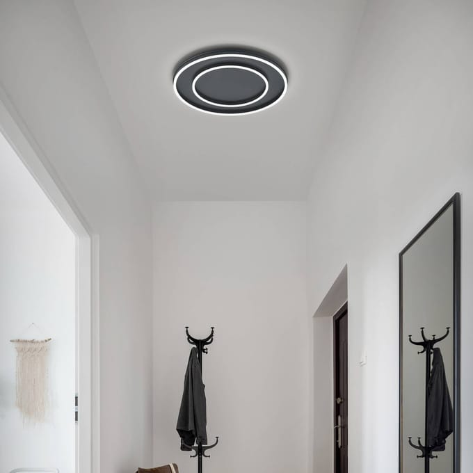 Helestra Sona LED plafondlamp, zwart, Ø 59 cm