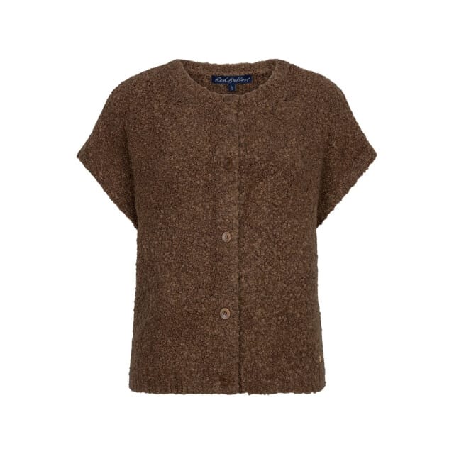 Red Button bruine dames vest   Ronde hals   Regular fit   Streep patroon   Knoopsluiting   Mouwloos Bruin S