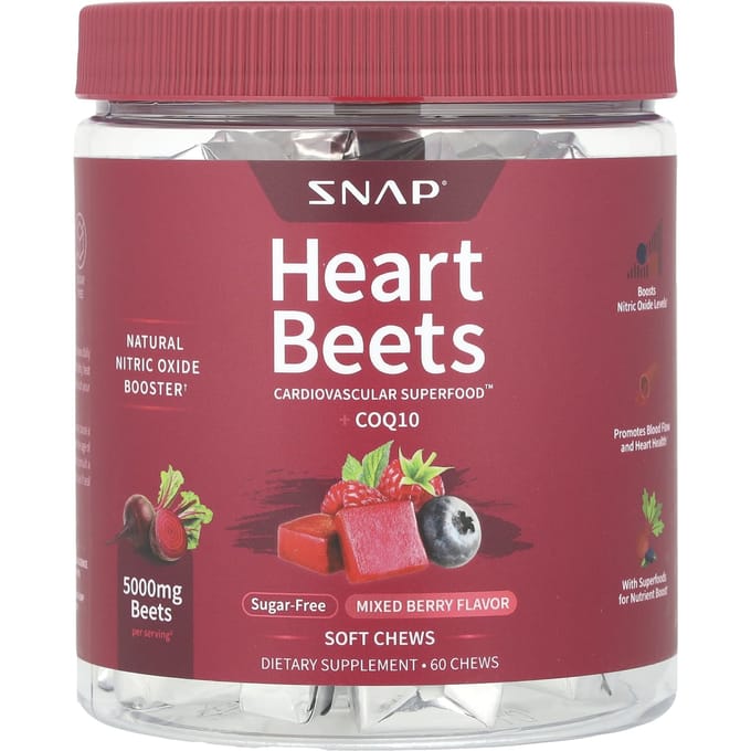 Snap Supplements, Hartslag + CoQ10, Gemengde Bessen, 60 Zachte Kauwtabletten