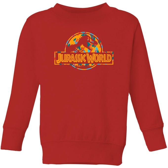 Jurassic Park Logo Tropical Kids' Sweatshirt - Red - 122/128 (7-8 jaar)