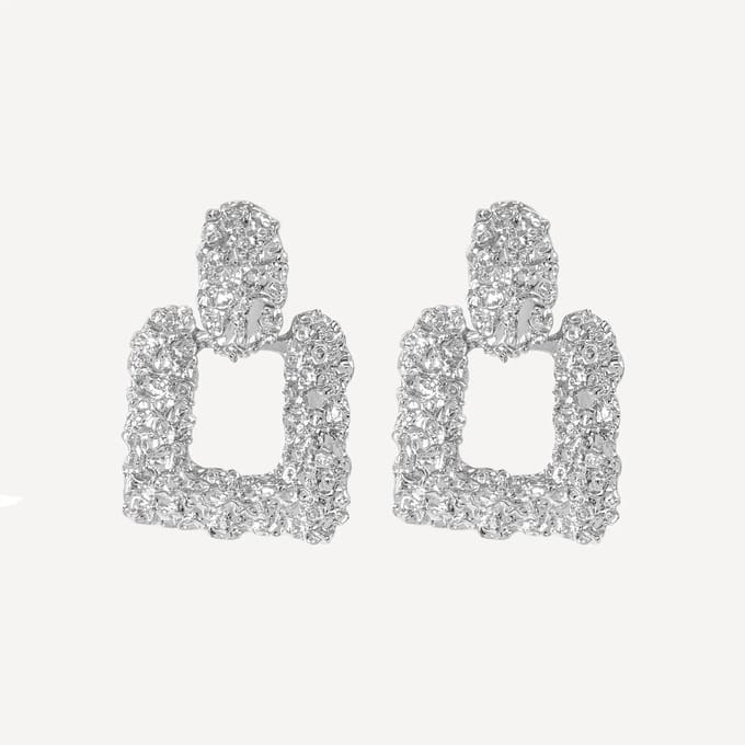 Margot Bardot Textured Oorbellen Square Silver