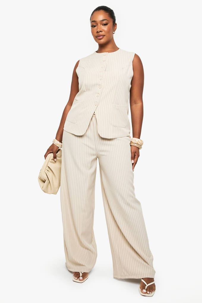 boohoo Dames PLUS OP MAAT GEMAAKTE BUTTON-DOWN VEST | Beige | Maat: 20