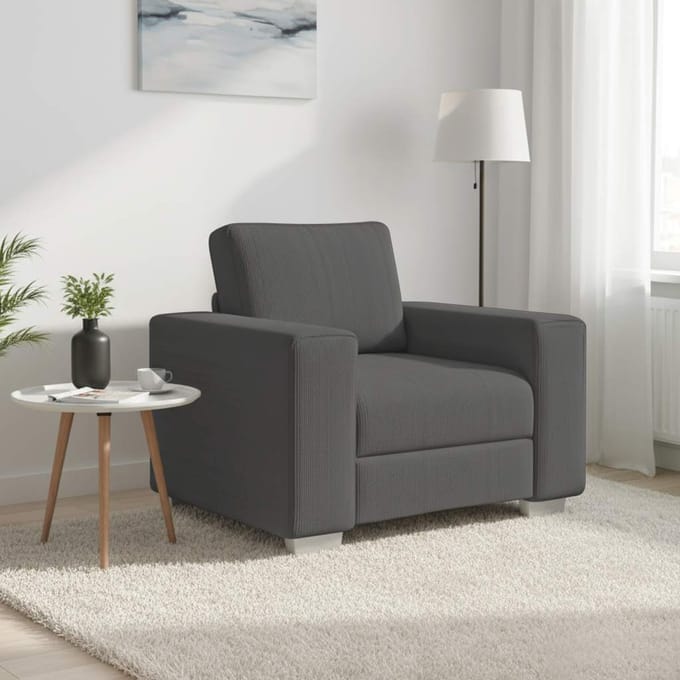 vidaXL - Fauteuil - 100x77x82 - cm - corduroy - stof - donkergrijs