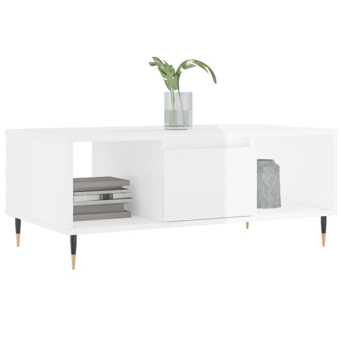 vidaXL - Salontafel - 90x50x36,5 - cm - bewerkt - hout - hoogglans - wit