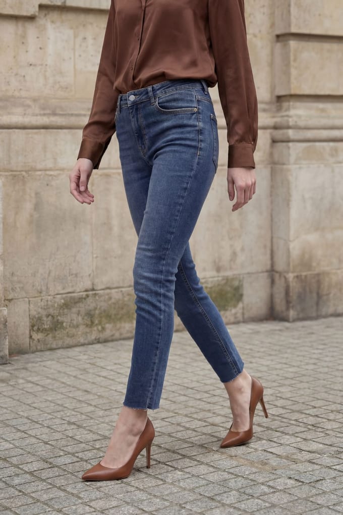 Hoge taille skinny jeansbroek