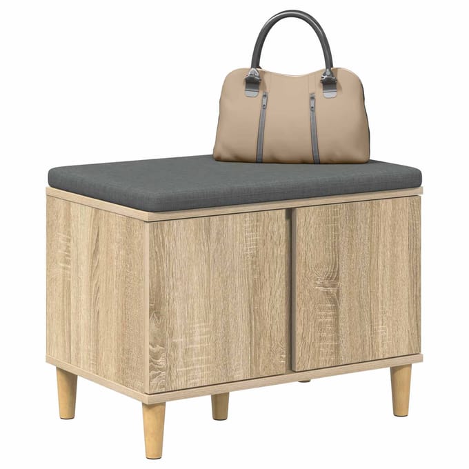 vidaXL - Hallenbank - Sonoma - Eik - 60 - x - 38 - x - 46 - cm - Geengineerd - Hout - en - Stof