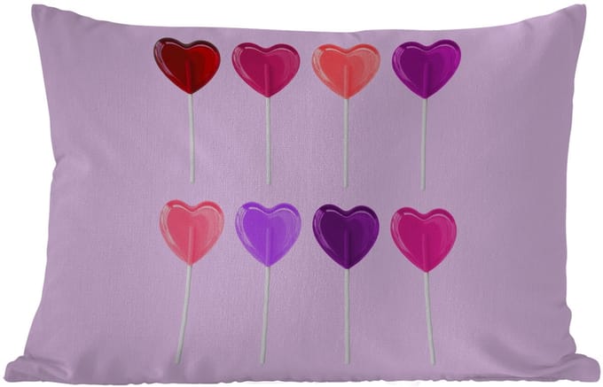 Buitenkussens - Lolly - Hart - Roze - Snoep - 60x40 cm - Weerbestendig