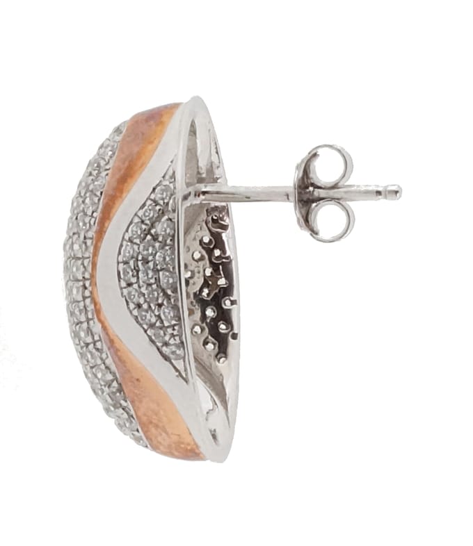 Orphelia Oorbel High-End Micro Pave Zirc. Bicolor Sterling Zilver 925