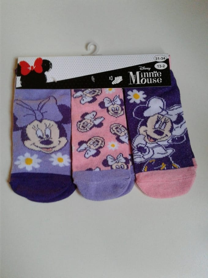 Minnie Mouse -enkelsokken Minnie Mouse - 3 paar - meisje - maat 31/34