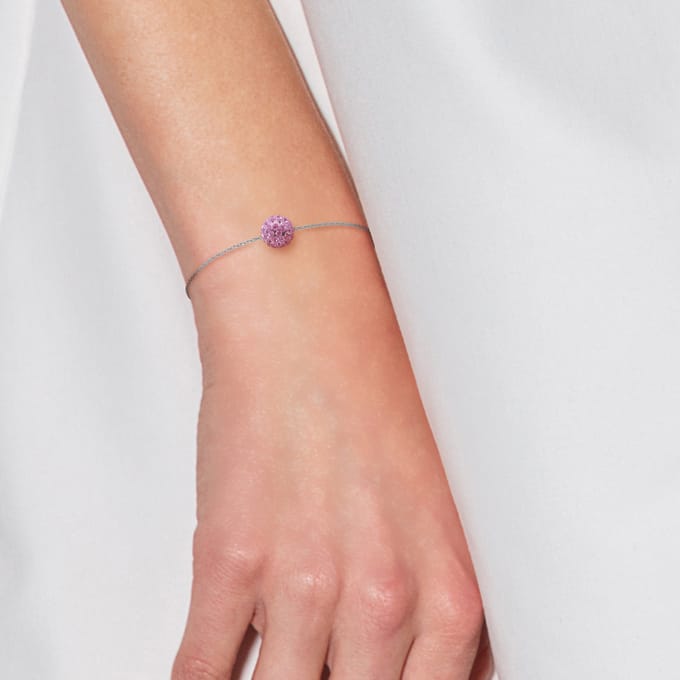 Armband ketting bol Crystal Preciosa 10-11 mm Pink Silver 925