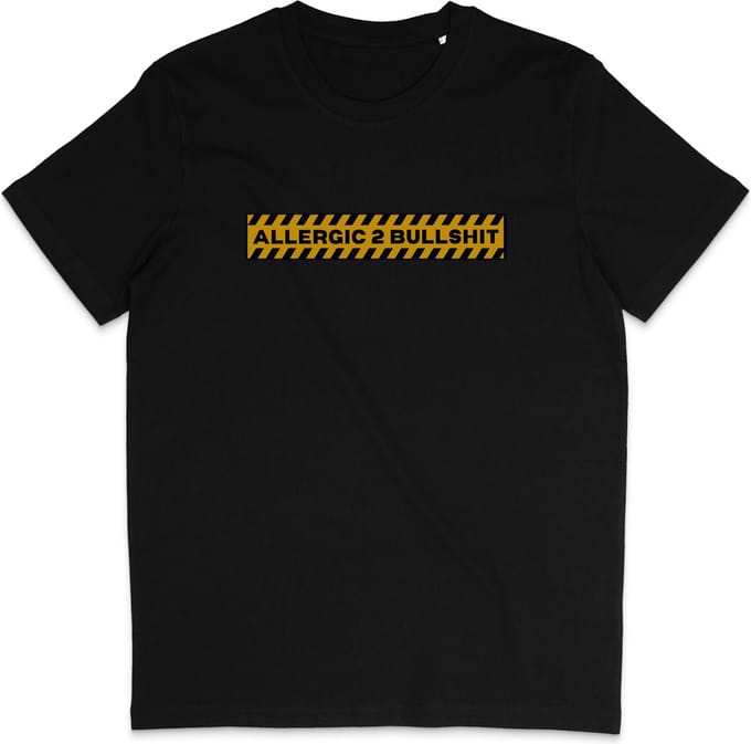 Grappig T shirt Heren Dames - Quote Allergic Bullshit - Zwart - Maat S