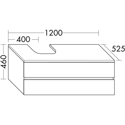 burgbad Cube replacement carcass for vanity unit 120 x 52.5 x 46 cm, left version
