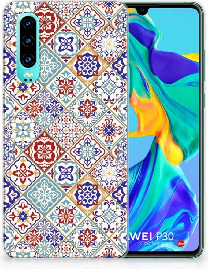 Huawei P30 TPU Siliconen Hoesje Tiles Color