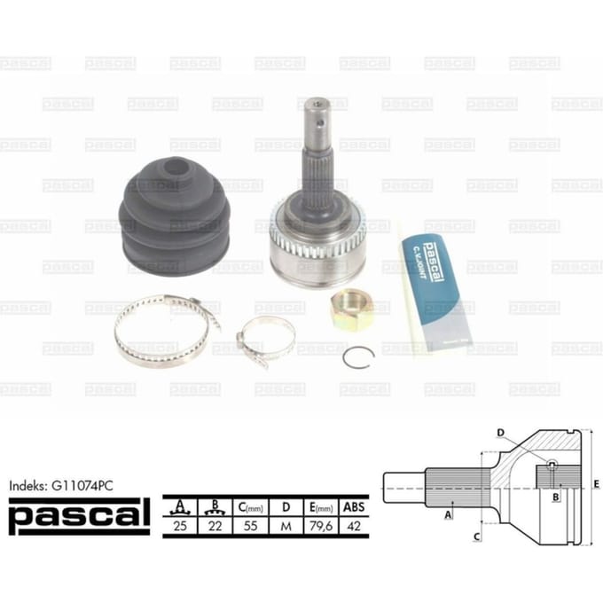 Homokineet reparatie set, aandrijfas PASCAL G11074PC