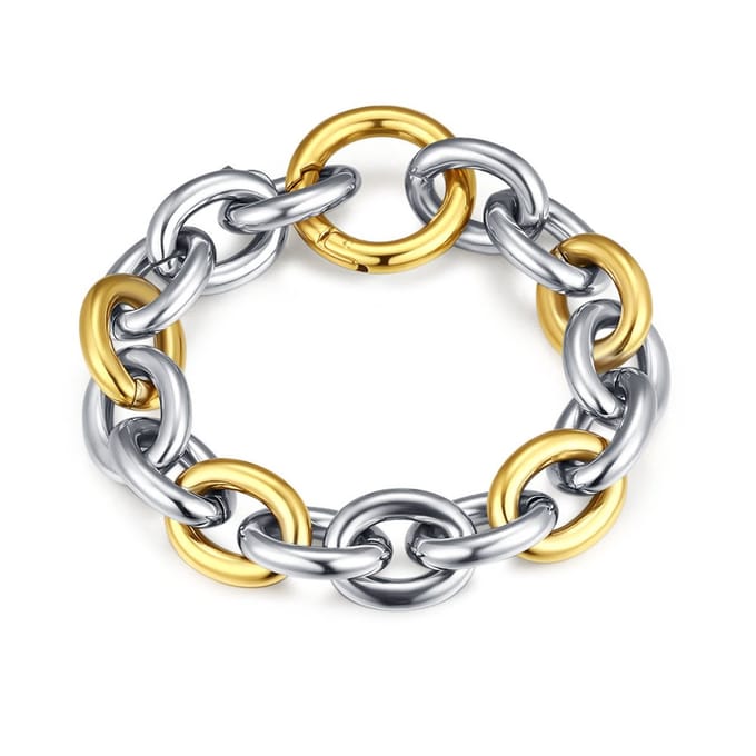 Twice As Nice Armband in goudkleurig edelstaal, schakelontwerp Goudkleurig 18cm