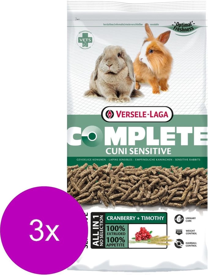 Versele-Laga Complete Cuni Sensitive - Konijnenvoer - 3 x 1.75 kg