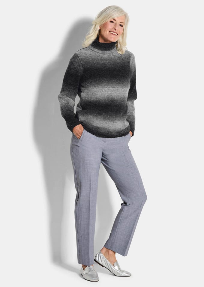 Colpullover met scheerwol - grijs / gedess. - Gr. 19 van Goldner Fashion