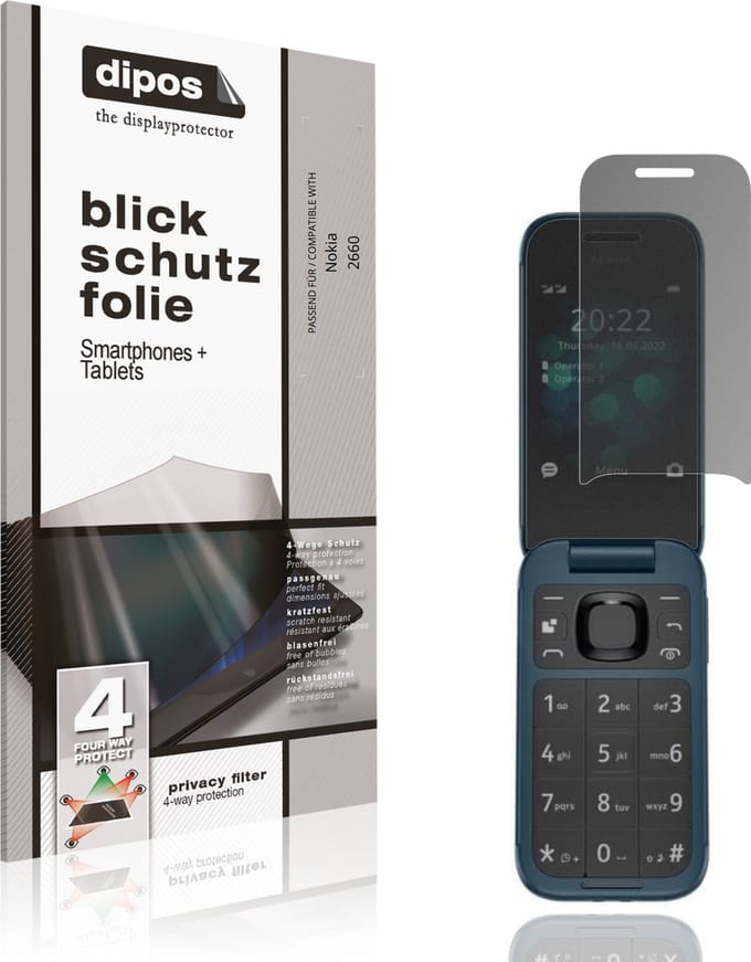 dipos – Matte Privacy Screenprotector geschikt voor Nokia 2660 | Anti-Spy Beschermfolie