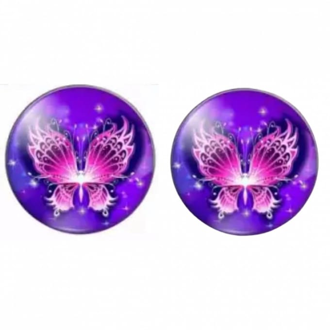 Clip Oorbellen- Vlinder- Blauw Roze- 2 cm