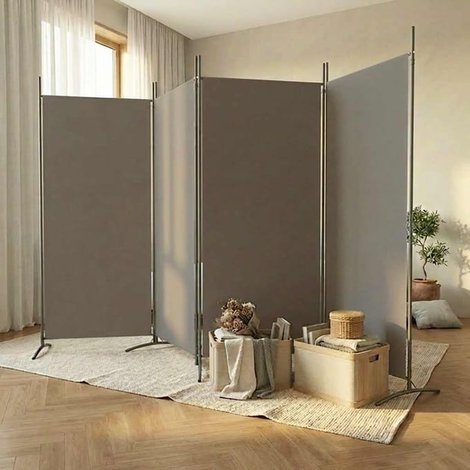 vidaXL - Kamerscherm - met - 4 - panelen - 346x180 - cm - stof - antracietkleurig