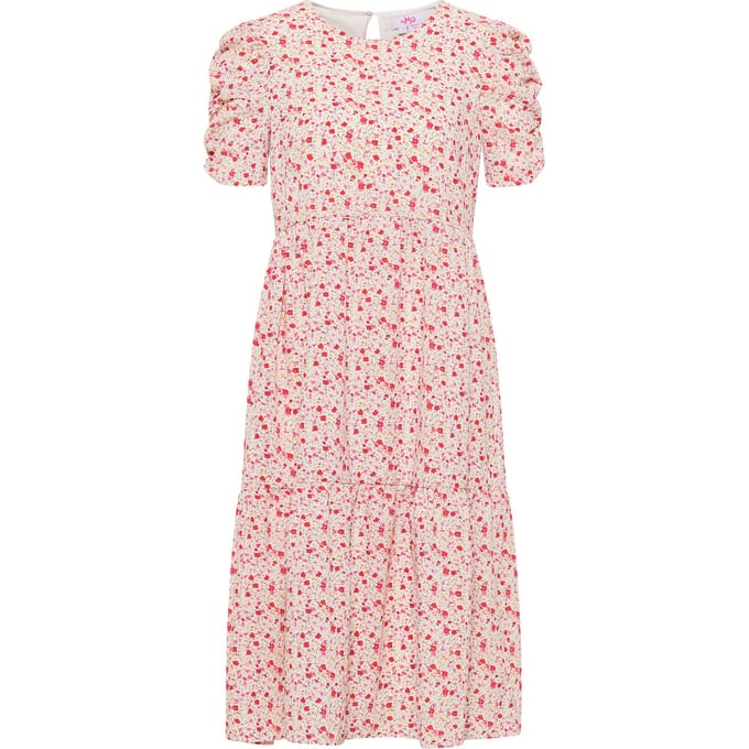 Mymo midi-jurk Nolie Dames Wit Veelkleurig